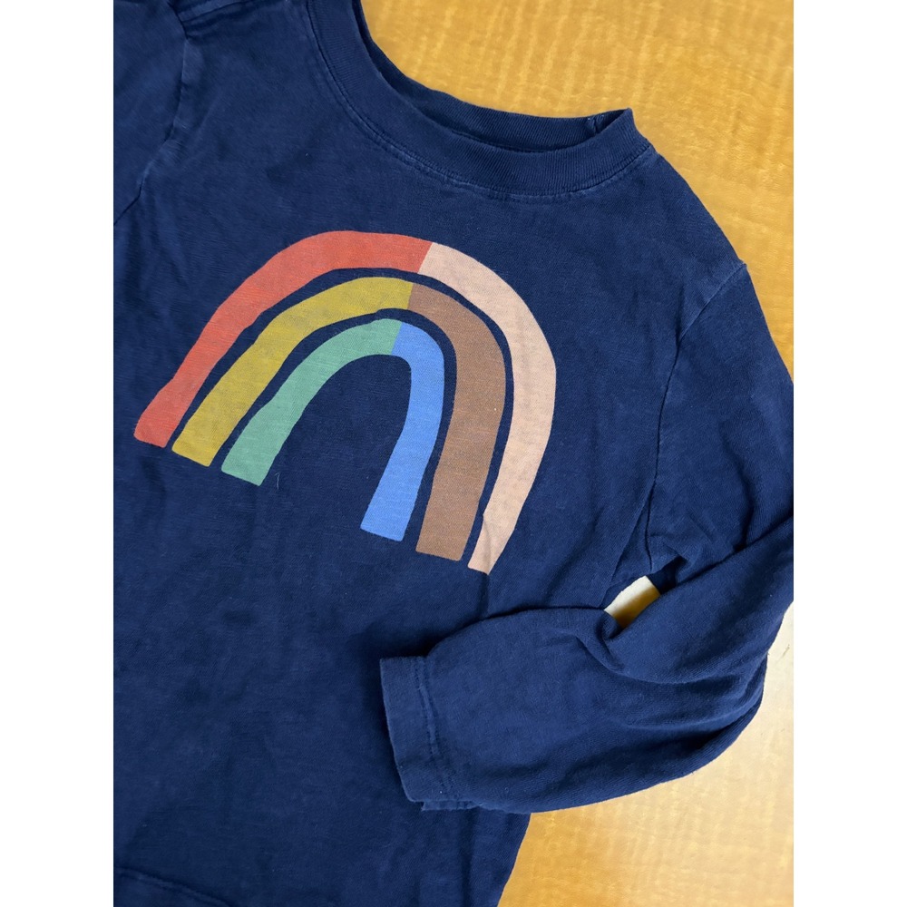 Hanna Andersson Kids Navy Rainbow Graphic Long Sleeve Tee Shirt Size 4 100cm